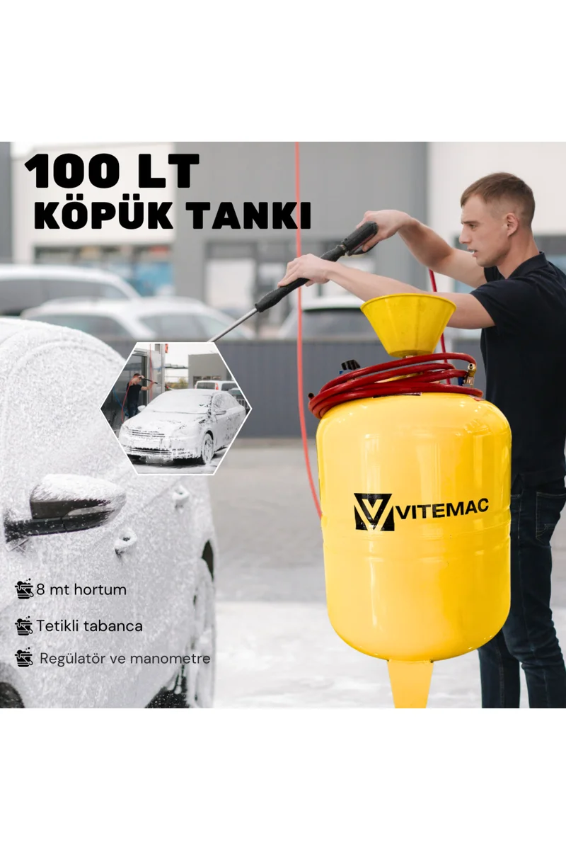 OTO YIKAMA SETİ 2 Lİ SET  200 BAR YIKAMA  VE  100 LİTRE KÖPÜK TANKI